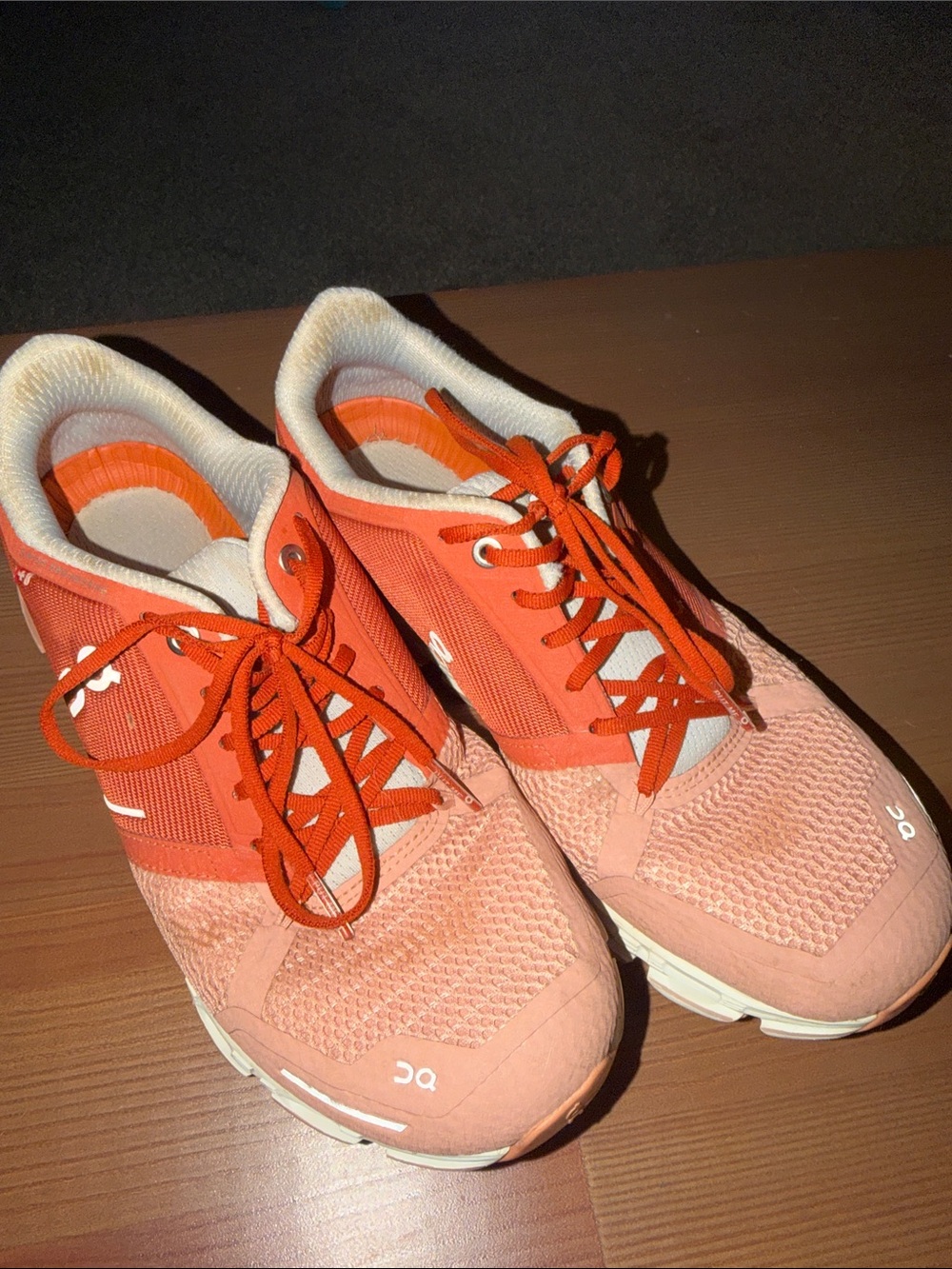 On Running Women’s Coral and Orange Knit Lace-Up Sneakers